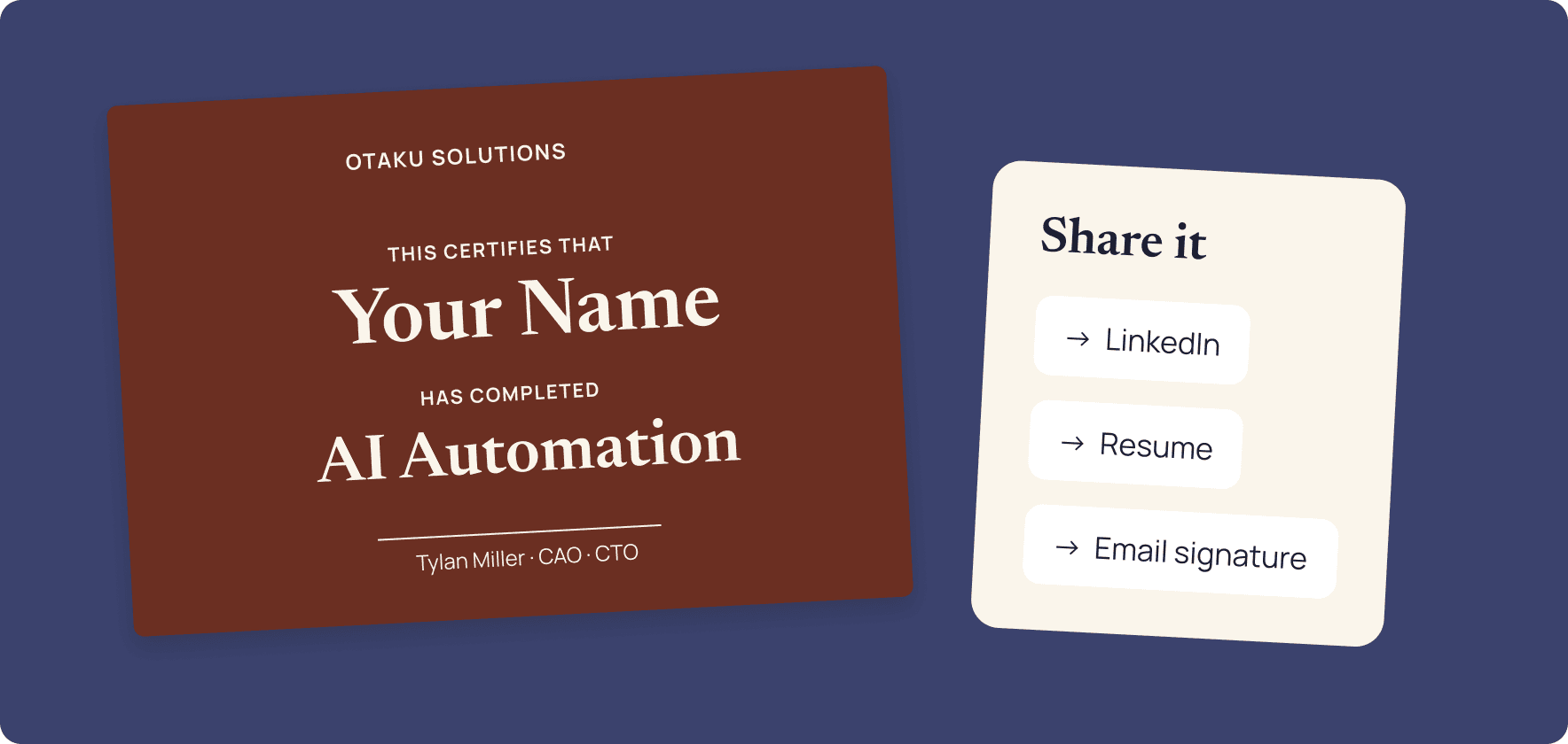 An Open Badge certificate for AI Automation.
